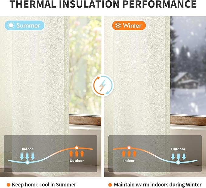 MIULEE Ivory Thermal Insulated Curtains 84 Inch Long 2 Panels Set - Image 3