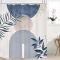 Navy Blue Boho Shower Curtain 72Wx78H Grey Modern Bohemian Abstract Leaves by MitpokBrand
