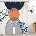 Navy Blue Boho Shower Curtain 72Wx72H Modern Abstract Bohemian Blue Gold Leaves by MitpokBrand