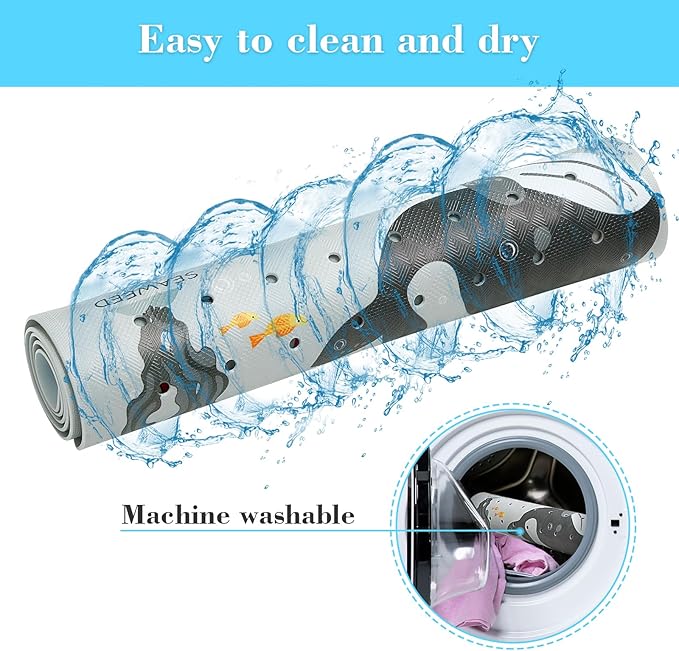 Bath Mat for Tub Non Slip, Machine Washable Anti-Slip Cartoon Baby Bathtub - Image 6