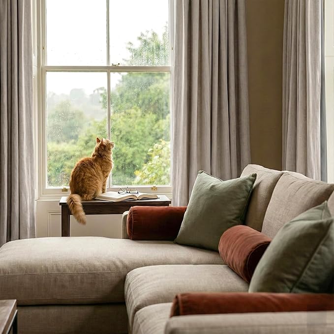 RYB HOME Linen Textured 100% Blackout Curtains - Image 5