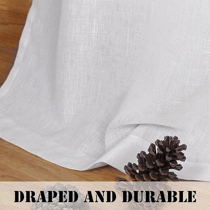 Off White Window Curtain Linen Textured Panels - Image 6