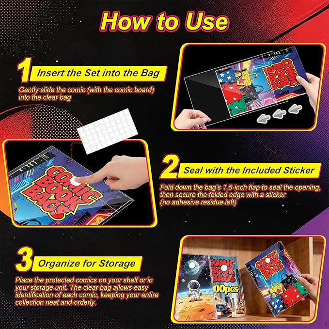 200 Pack Current Comic Book Bags and Boards, Thick Acid-Free Comic Books - Image 5
