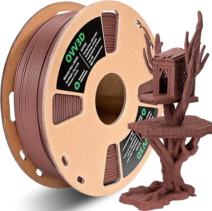 OVV3D Wood PLA Filament 1.75mm, Cherrywood Filament 3D Printer Filament by OVV3D