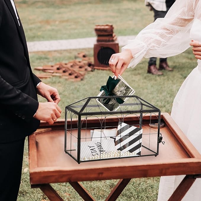 Wedding Card Box with Slot, 12.6'' Large Glass Card Boxes - Image 7