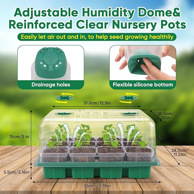 BlumWay Seed Starter Tray with Grow Light, 24 Pack 2.9 inch Reuseable Clear - Image 7