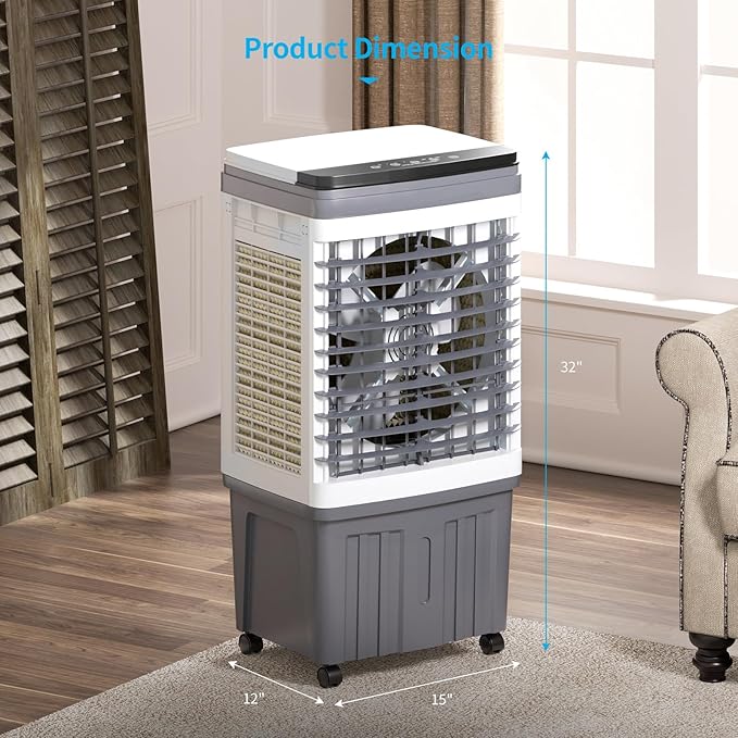 TABU 2354CFM 3-in-1 Evaporative Air Cooler, 6.6-Gal Water Tank Portable Swamp - Image 7