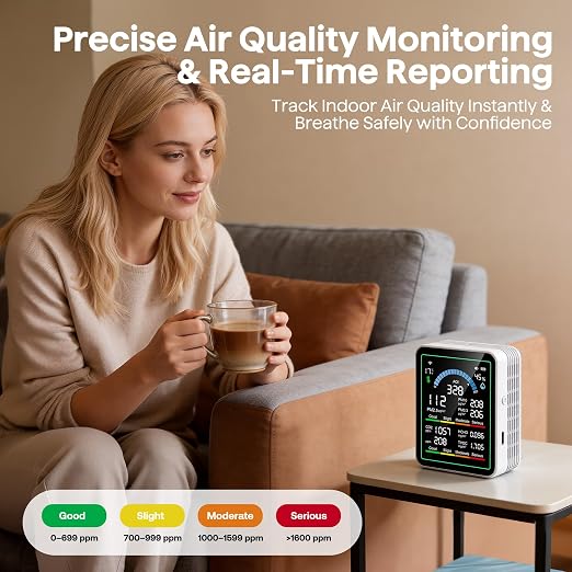 Air Quality Monitor Indoor, 10 in 1 Portable Smart Air Quality Tester - Image 4