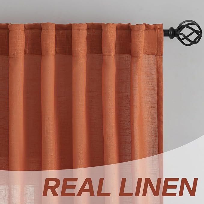 DONREN Burnt Orange Back Tab Curtains 100 Inches Long 2 Panels - Image 7