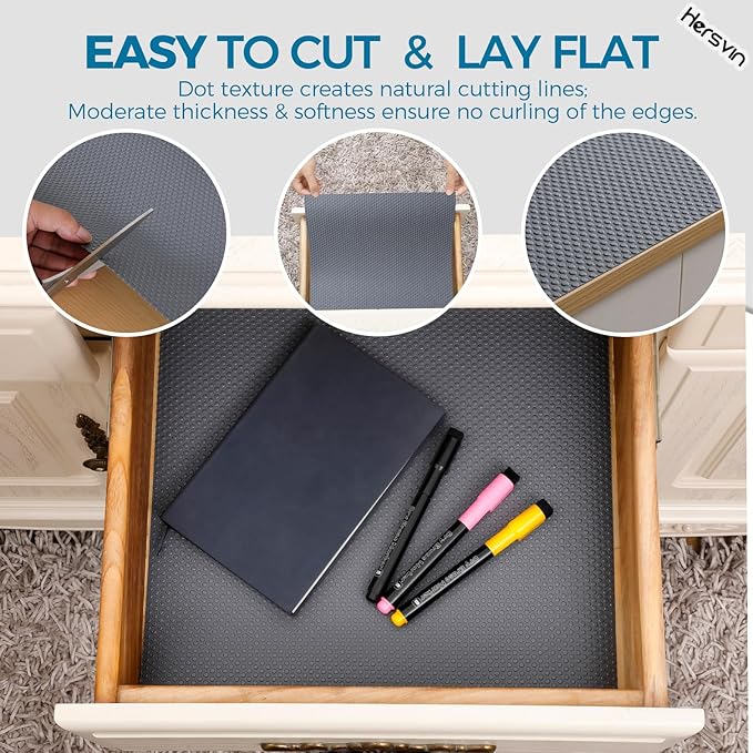 Hersvin Shelf Liners, 24in x 20ft Kitchen Drawer Mats, Non-Adhesive EVA - Image 5