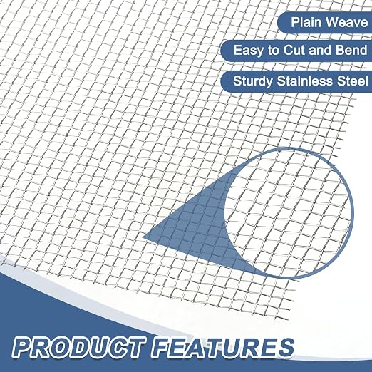 uxcell 6 Mesh 79" x 10" Woven Wire Mesh, 316 Stainless Steel Air Vent Filter - Image 3
