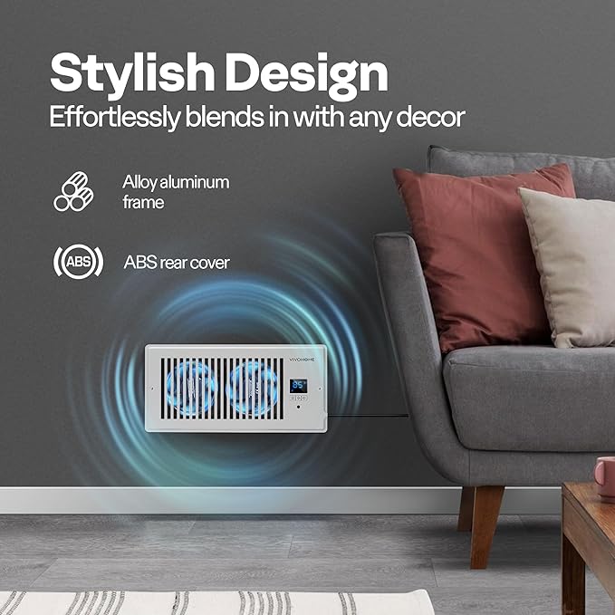 VIVOHOME 4"x10" Opening Smart Vent Register Booster Fan - Image 2
