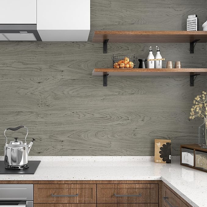 WESTICK Light Brown Wood Look Contact Paper Self Adhesive Wooden Wallpaper Peel - Image 5