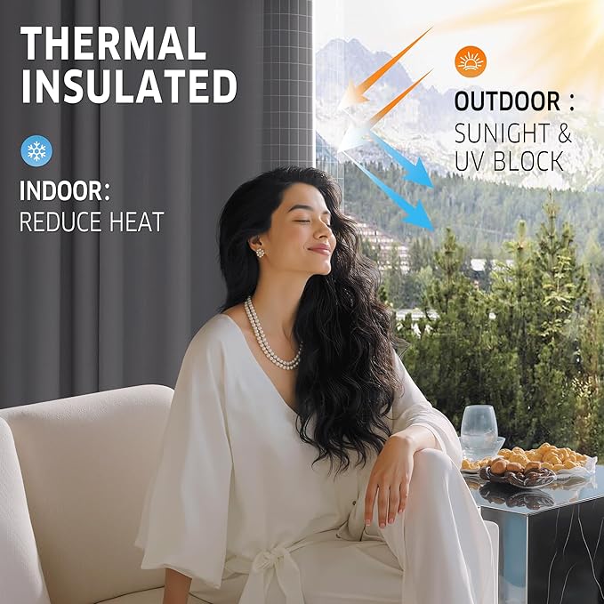 RYB HOME Outdoor Curtains for Patio Waterproof Tab Top Block Sunlight Thermal - Image 3