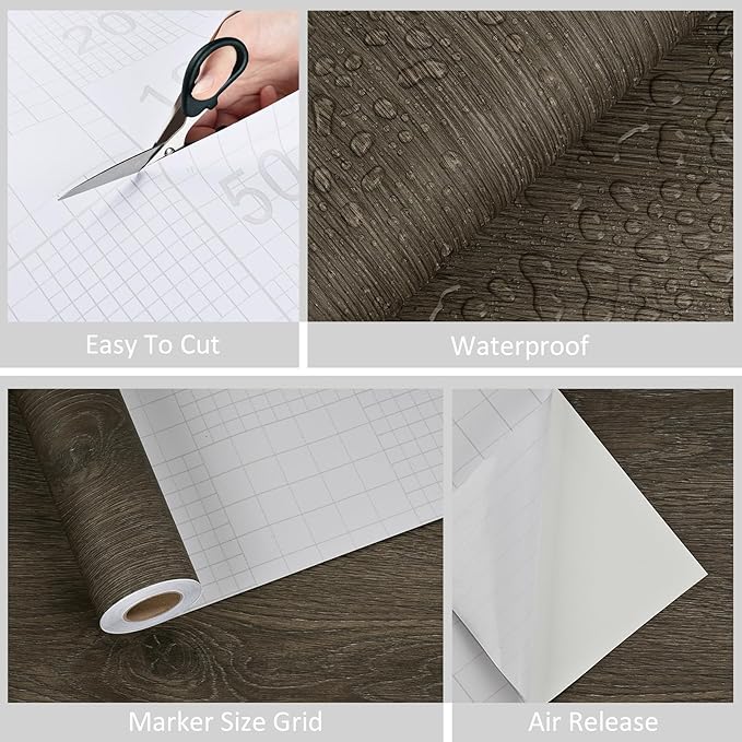 WESTICK Brown Wood Contact Paper Peel and Stick Countertops Waterproof Walnut - Image 6