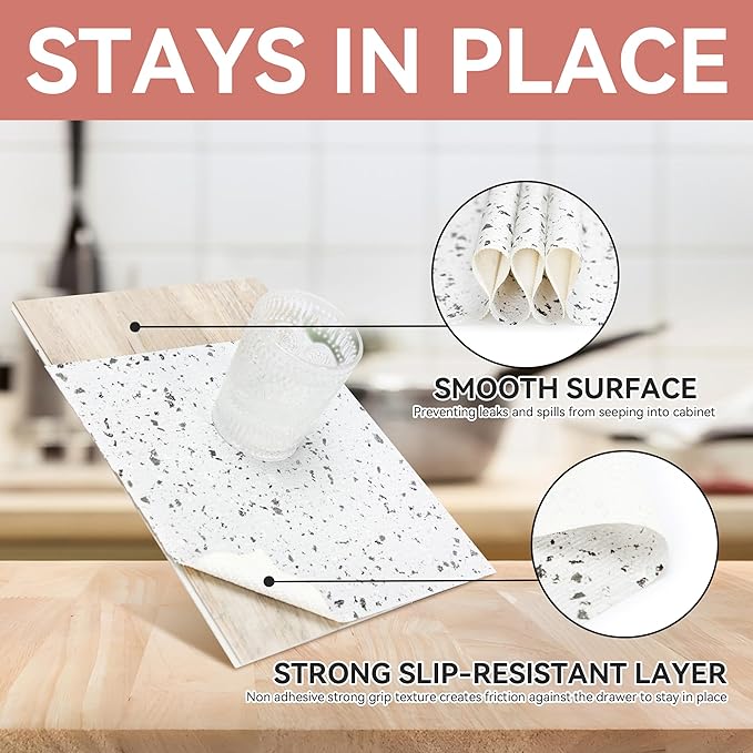 RAY STAR Shelf Liners for Kitchen Cabinets Non-Adhesive, 12 Inch x 10 Feet - Image 3