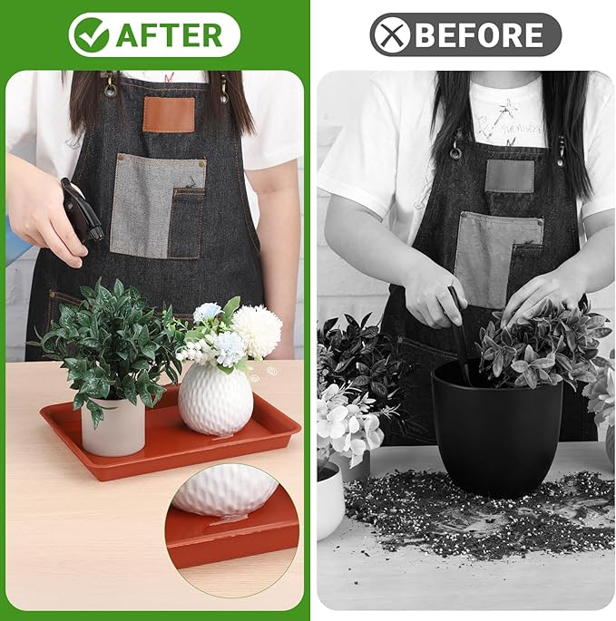 GREANER 11 Inch Red Plant Saucer, 3 Packs Plastic Plant Trays - Image 5