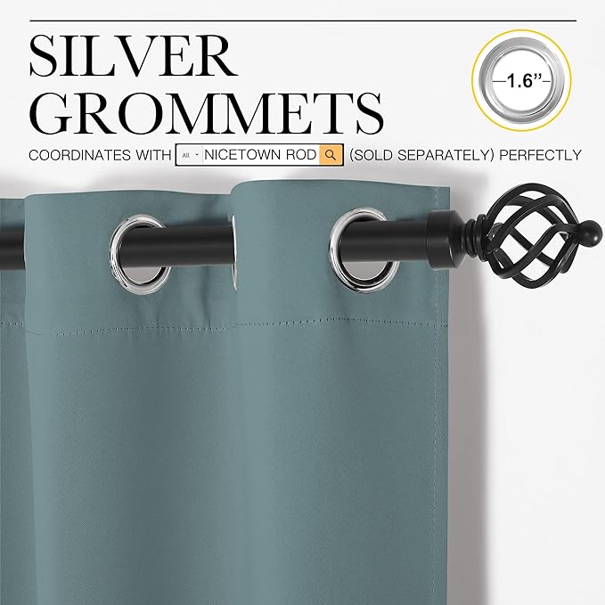 NICETOWN Blackout Curtain 57 inch Length, W55 x L57 Inch, 8 Grommets Top - Image 2