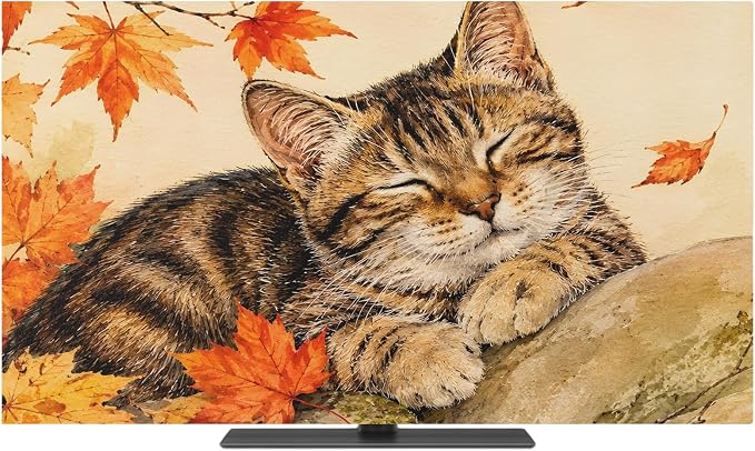 Thanksgiving Cute Tabby Cat Indoor TV Cover, Elastic TV Screen Protector Retro - Image 2