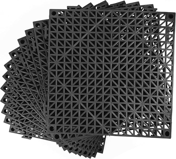 MYFAMIREA Modular Interlocking Cushion 24 Pack 11.8" x 11.8" Rubber Floor Tiles by MYFAMIREA