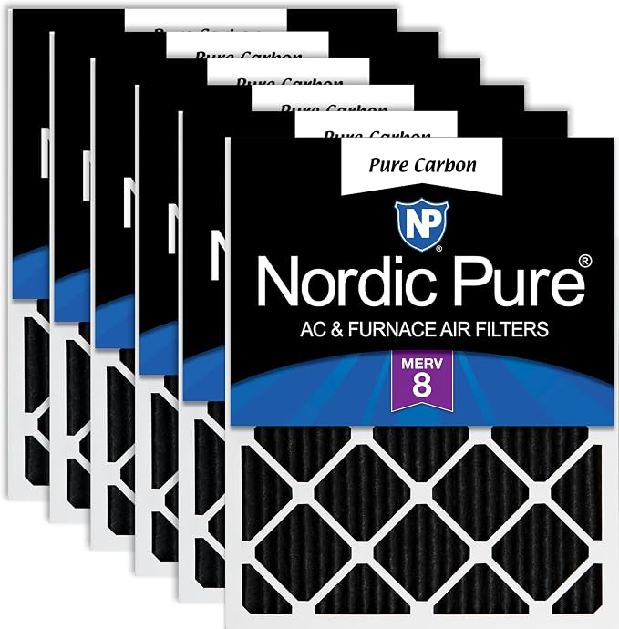 Nordic Pure 14x30x1 Pleated MERV 8 Pure Carbon Air Filters 6 Pack | Actual by NordicPure