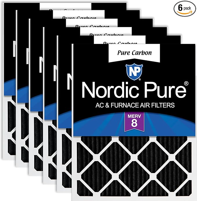 Nordic Pure 18x24x1 Pleated MERV 8 Pure Carbon Air Filters 6 Pack | Actual by NordicPure