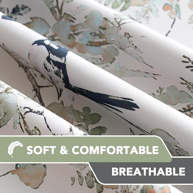 H.VERSAILTEX Floral 100% Blackout Curtains 63 inch Length 2 Panels Set Printed - Image 2