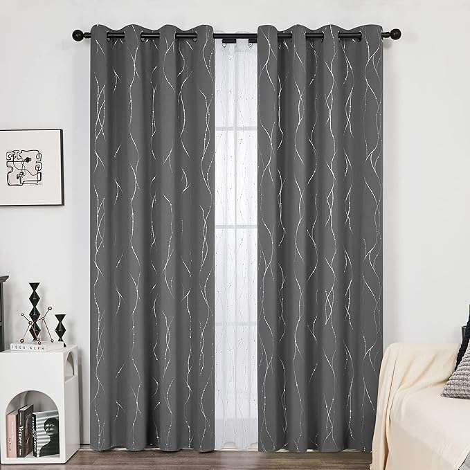 Deconovo Blackout Curtains 108 Inches Long, Thermal Insulated Soundproof Drapes - Image 2