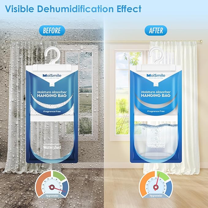 Moisture Absorbers 30 Pack Fragrance Free, Hanging Closet Dehumidifier Bags - Image 2