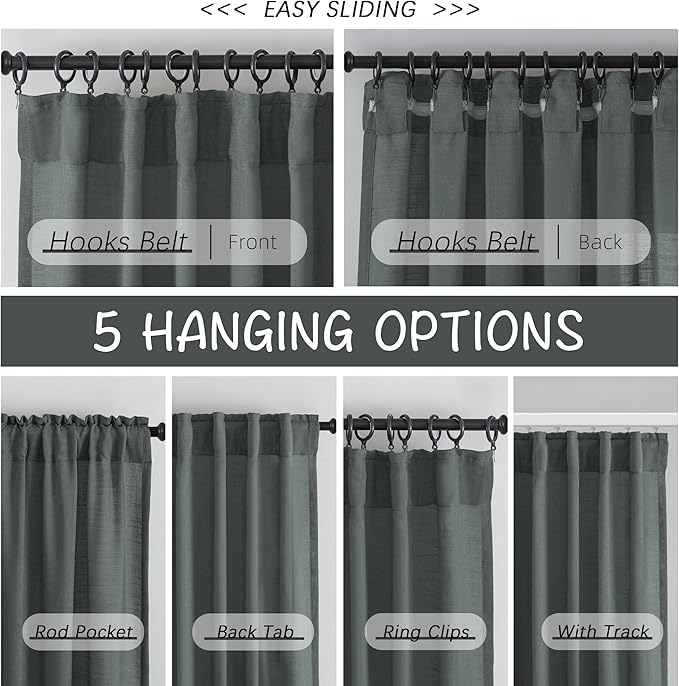 Natural Linen Textured Curtains - Image 3