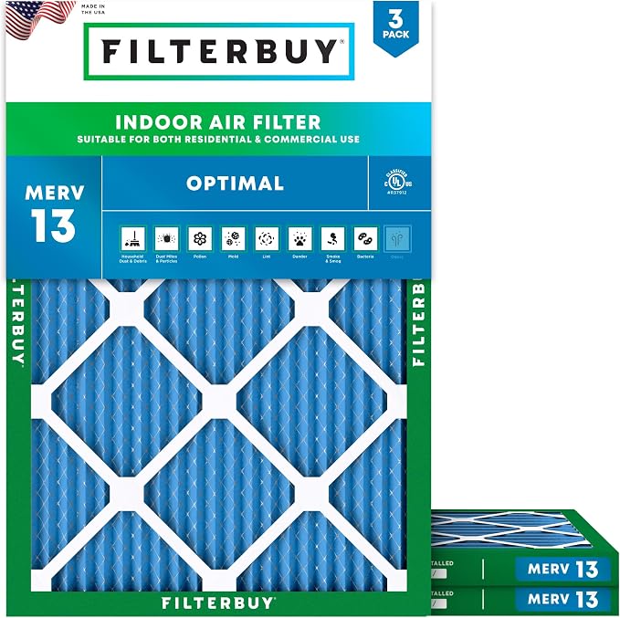 Filterbuy 21x23x1 Air Filter MERV 13 Optimal Smoke & Allergy Defense, by Filterbuy