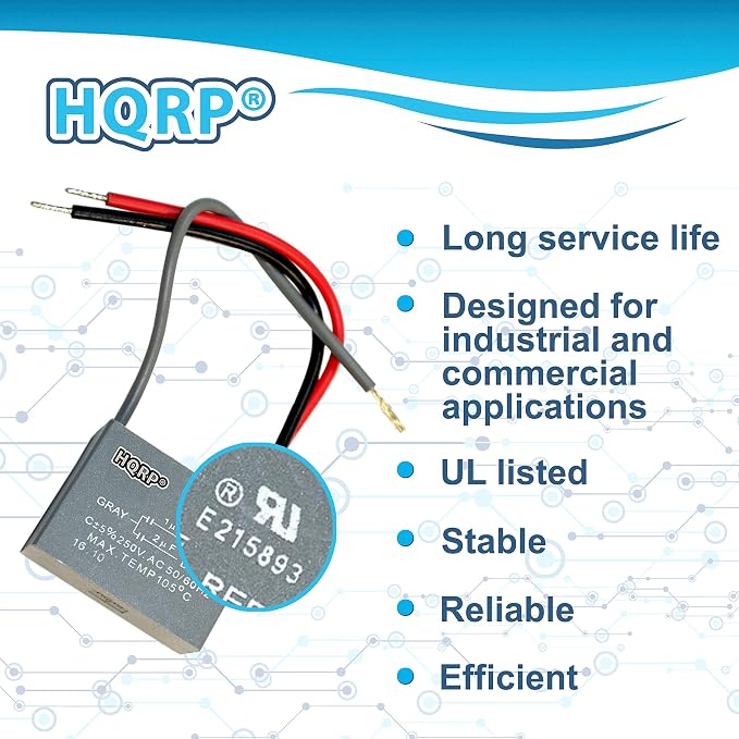 HQRP Capacitor Compatible with Hampton Bay Ceiling Fan 12uf 2-Wire UL Listed - Image 3