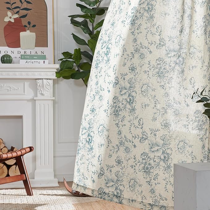 jinchan Linen Floral Curtains Extra Wide - Image 7