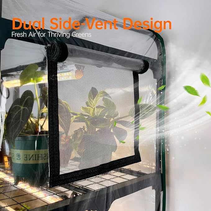 Bstrip Indoor Greenhouse with Grow Lights, PVC Tent with Waterproof Base Mat - Image 3
