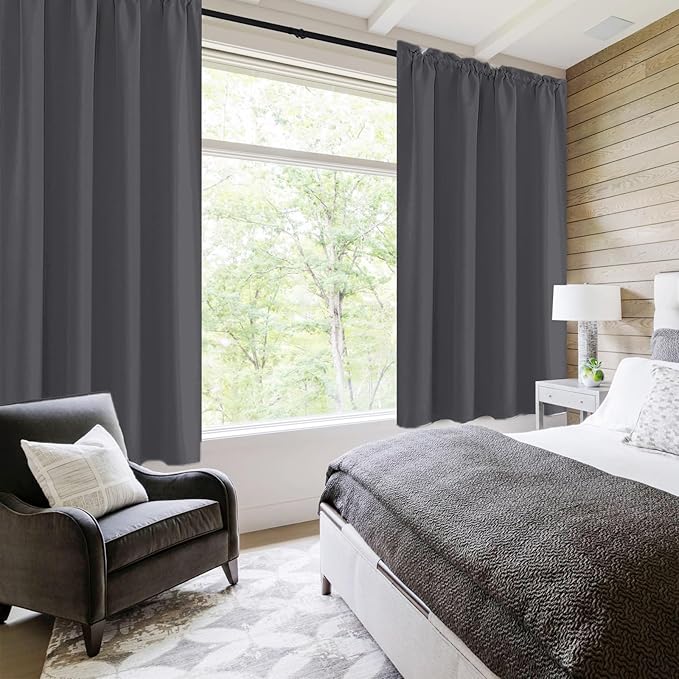 DWCN Short Blackout Curtains 36 inches Length 2 Panels Set, Half Window Rod - Image 7