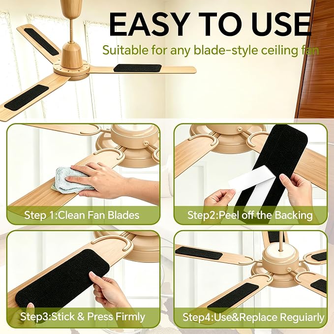 10 Pack Ceiling Fan Filters for Blades, 9.9" X 3.5" Activated Coconut Carbon - Image 2