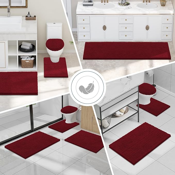 Smiry Luxury Chenille Toilet Rugs U-Shaped 24x20, Soft Absorbent Non-Slip - Image 7