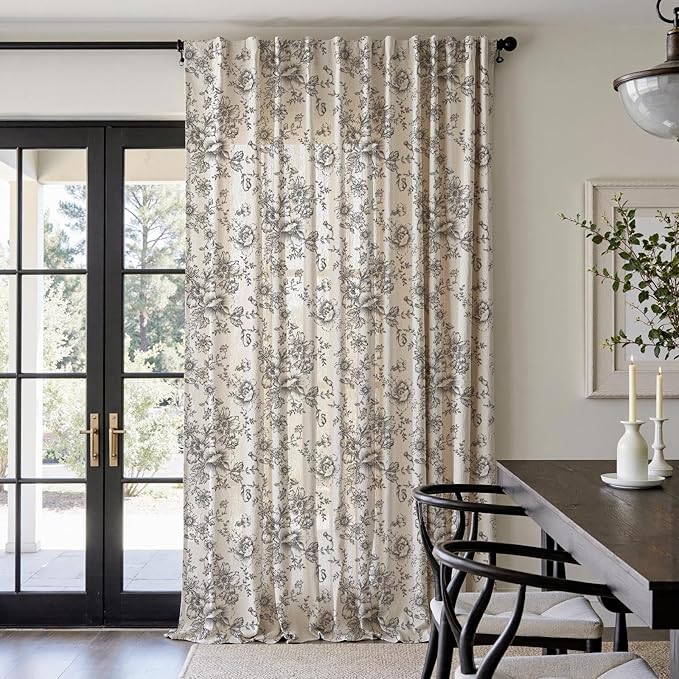 jinchan Linen Floral Curtains Extra Wide - Image 2