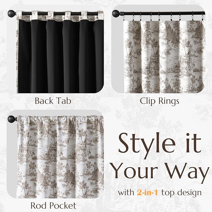 jinchan 95% Blackout Toile Curtains - Image 5