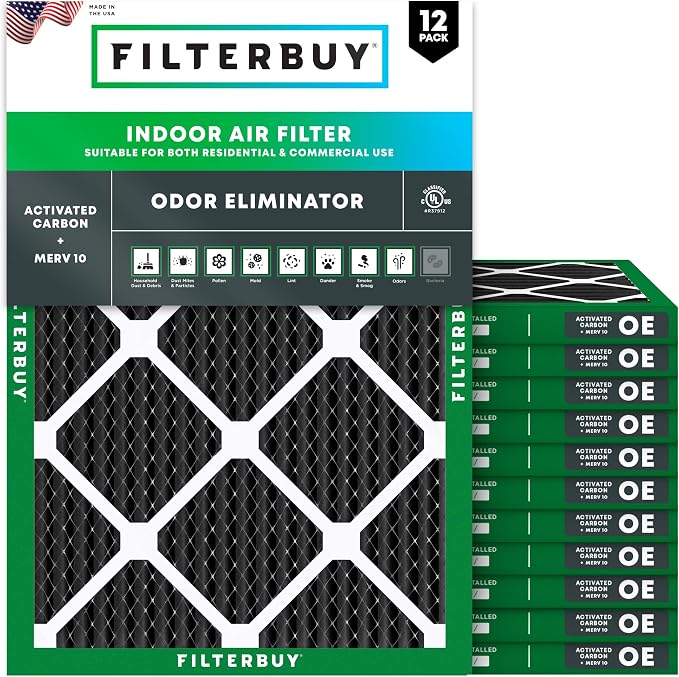 Filterbuy 20x25x1 Air Filter MERV 10 Odor & Allergy Defense by Filterbuy