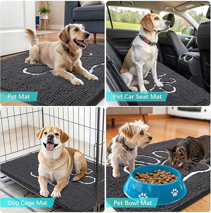 OLANLY Dog Door Mat for Muddy Paws 30x20, Paw Print Design, Absorbs Moisture - Image 7