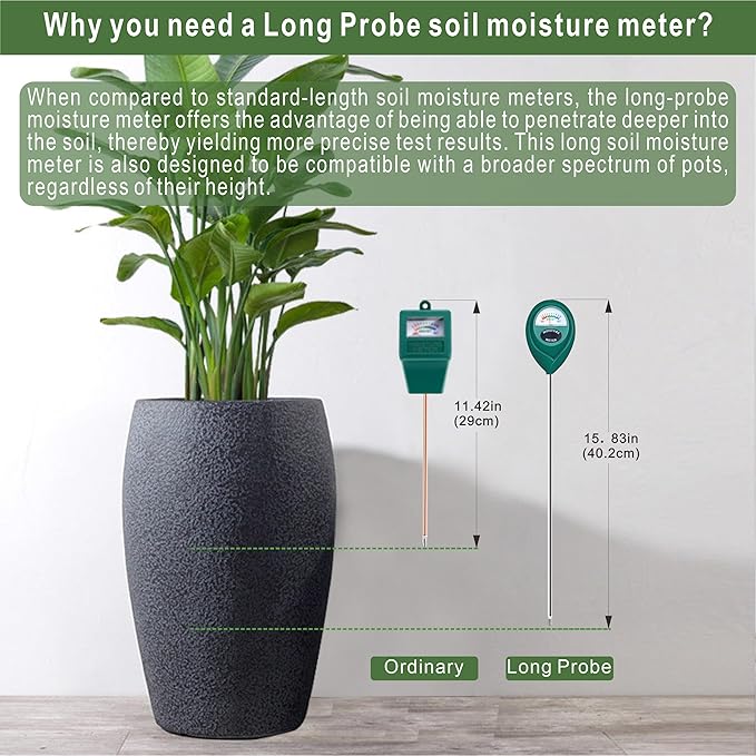 XLUX Long Probe Deep Use Soil Moisture Meter Sensor, Water Monitor Indicator - Image 2