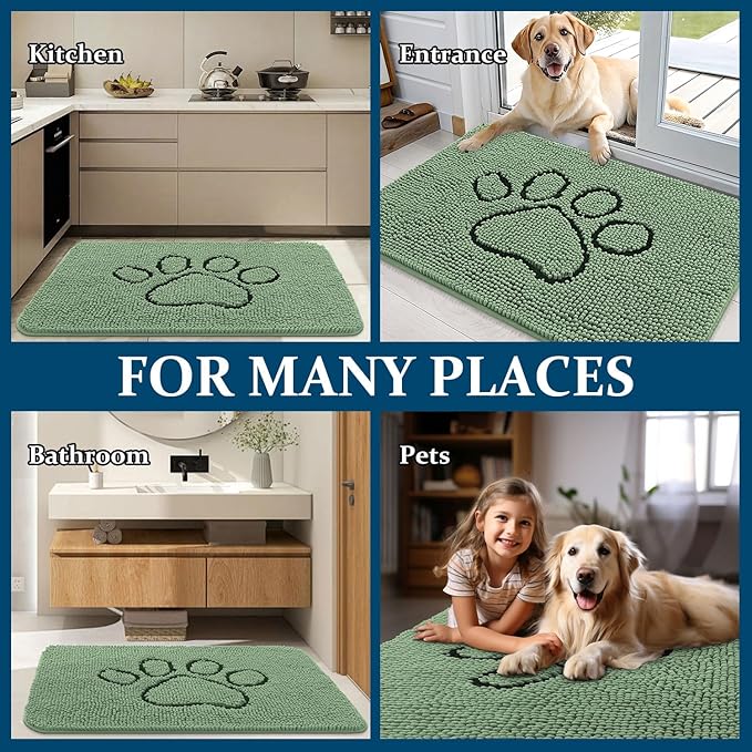 OLANLY Dog Door Mat for Muddy Paws 30x20, Paw Print Design, Absorbs Moisture - Image 8