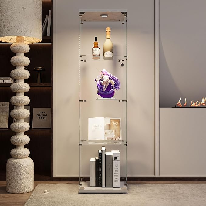 Yoluckea 4-Tier Glass Display Cabinet - Image 7
