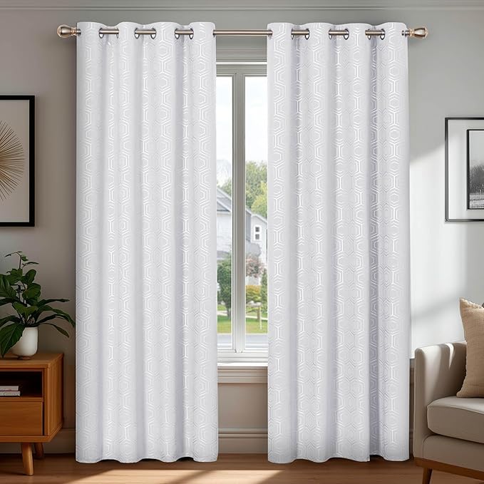 Deconovo White Curtains, Room Darkening Living Room Curtain, Thermal Insulated by Deconovo