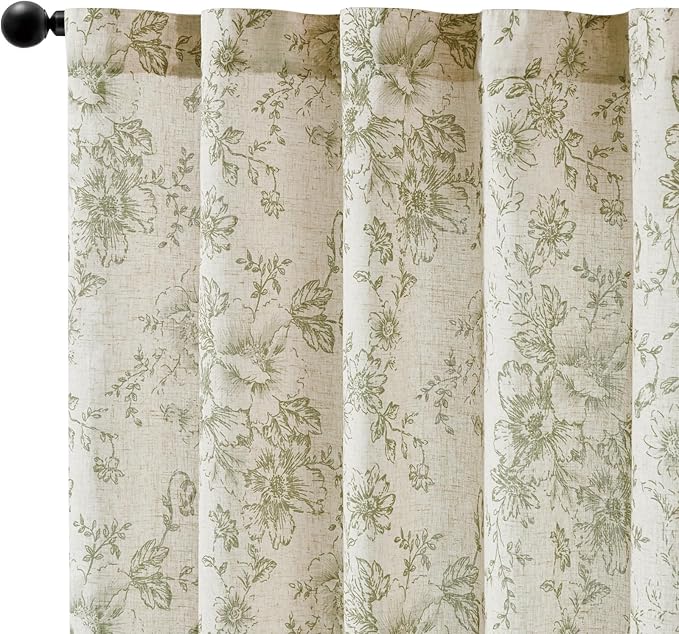jinachan Linen Blend Floral Curtains - Image 9