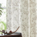 jinchan Linen Floral Curtains for Living Room 96 Inch Length Taupe Printed by JINCHAN