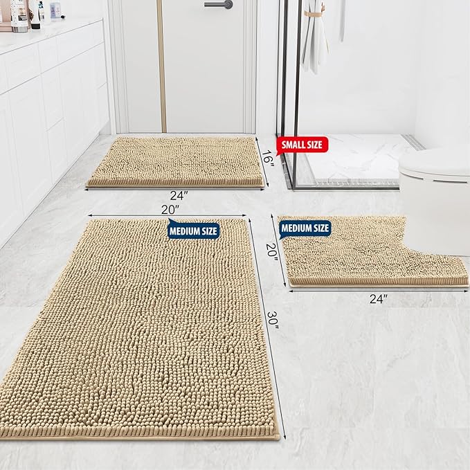 Smiry Luxury Chenille Bathroom Rugs 70x24, Extra Soft and Absorbent Shaggy Bath - Image 2
