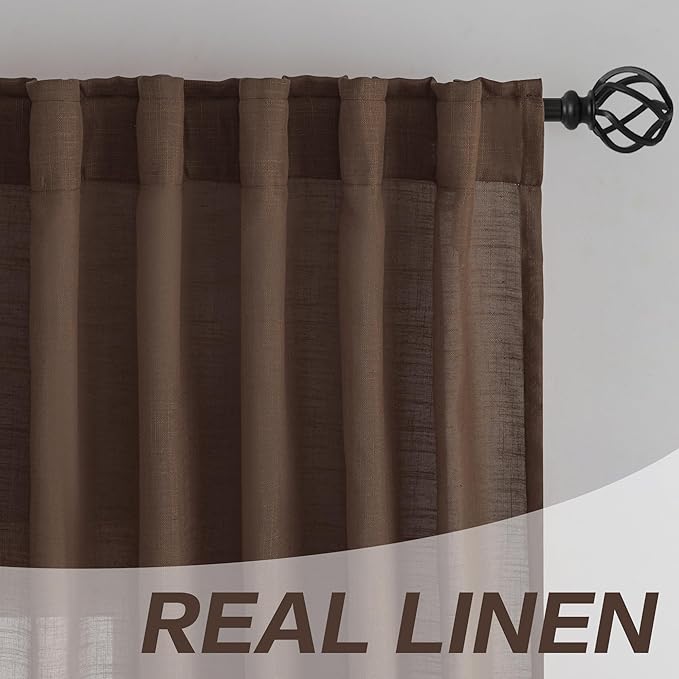 DONREN Cocoa Brown Back Tab Curtains 144 Inches Extra Long Ceiling to Floor - Image 7