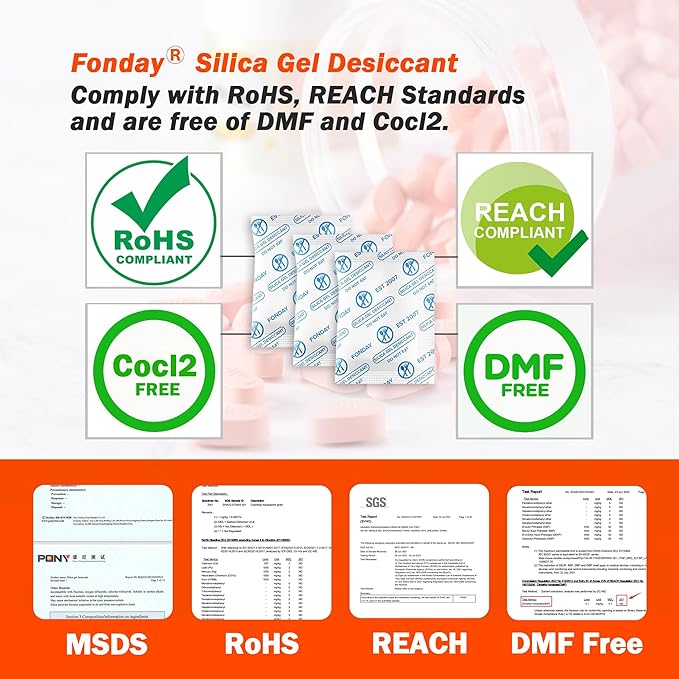 2g x 1000 Packs Fonday Food Grade Silica Gel Desiccants Packs Moisture - Image 4